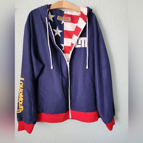 Loudmouth Golf Reversible Bold Red and Blue Flag Design Jacket - Picture 1 of 13